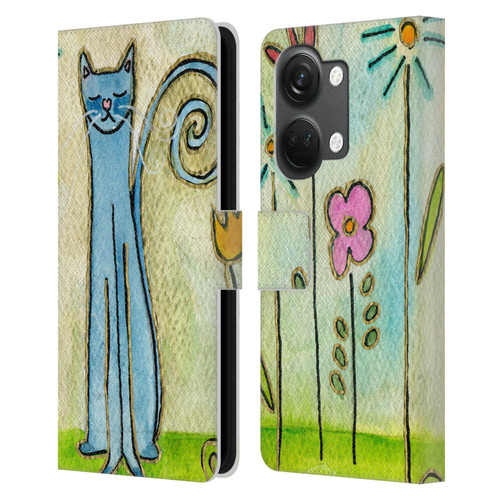 Wyanne Cat Blue Cat In The Flower Garden Leather Book Wallet Case Cover For OnePlus Nord 3 5G