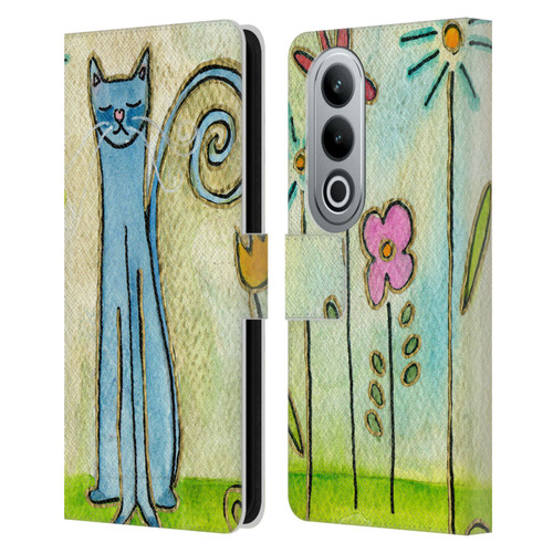 Wyanne Cat Blue Cat In The Flower Garden Leather Book Wallet Case Cover For OPPO OnePlus Ace 3V 5G