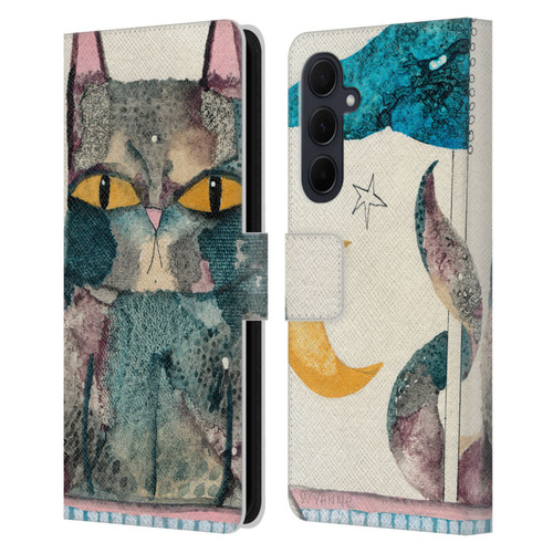 Wyanne Cat By The Light Of The Moon Leather Book Wallet Case Cover For Samsung Galaxy A35 5G