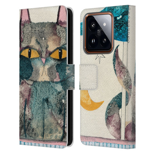 Wyanne Cat By The Light Of The Moon Leather Book Wallet Case Cover For Xiaomi 14