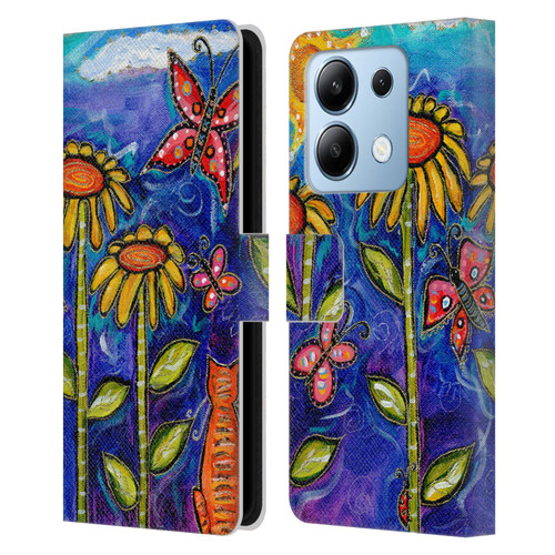 Wyanne Nature 2 Sundown Sunflowers Leather Book Wallet Case Cover For Xiaomi Redmi Note 13 5G