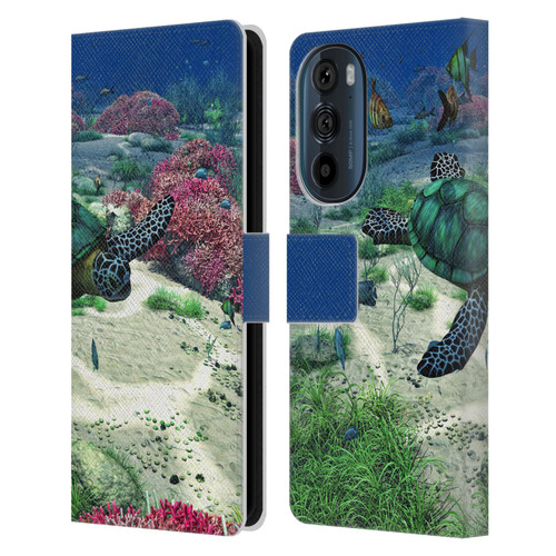 Simone Gatterwe Life In Sea Turtle Leather Book Wallet Case Cover For Motorola Edge 30