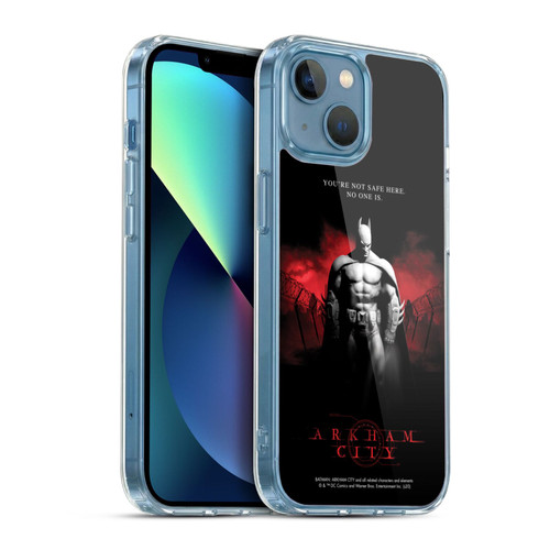 Batman Arkham City Graphics Batman Not Safe Here Soft Gel Case for Apple iPhone 13 Mini