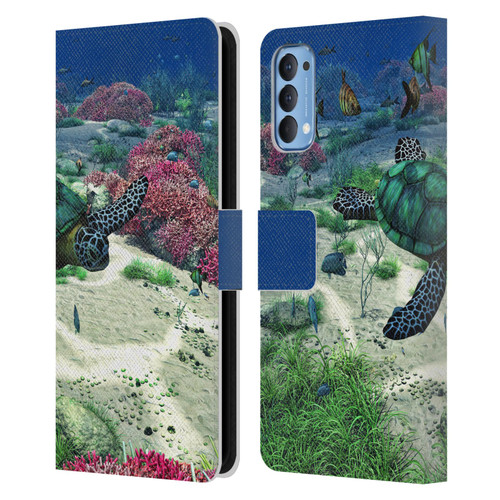 Simone Gatterwe Life In Sea Turtle Leather Book Wallet Case Cover For OPPO Reno 4 5G