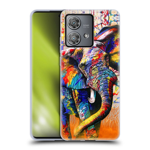 Graeme Stevenson Colourful Wildlife Elephant 4 Soft Gel Case for Motorola Edge 40 Neo 5G