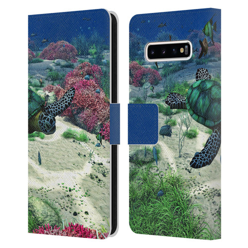 Simone Gatterwe Life In Sea Turtle Leather Book Wallet Case Cover For Samsung Galaxy S10+ / S10 Plus