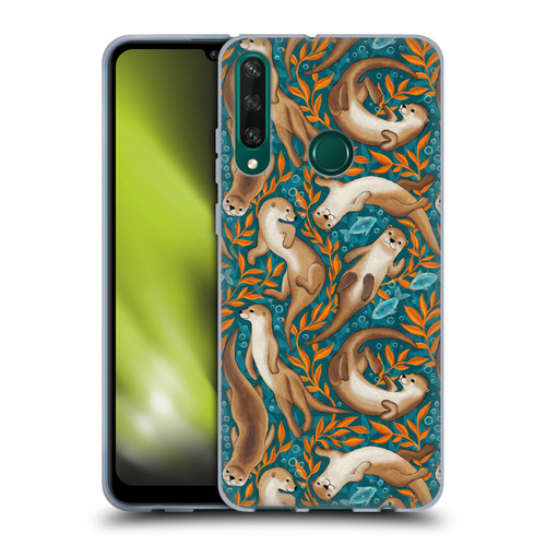 Micklyn Le Feuvre Flora And Fauna Swimming Otters in Teal Orange Soft Gel Case for Huawei Y6p