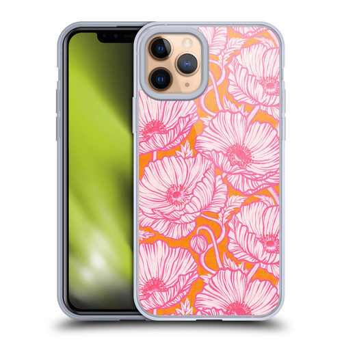 Micklyn Le Feuvre Flora And Fauna Hot Pink Orange Poppy Floral Soft Gel Case for Apple iPhone 11 Pro