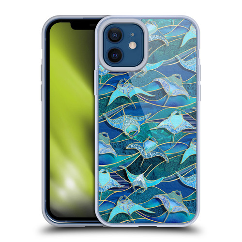 Micklyn Le Feuvre Flora And Fauna Patchwork Manta Rays in Blue Soft Gel Case for Apple iPhone 12 / iPhone 12 Pro