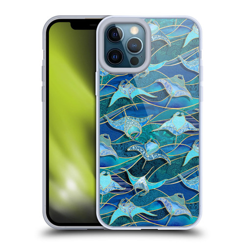 Micklyn Le Feuvre Flora And Fauna Patchwork Manta Rays in Blue Soft Gel Case for Apple iPhone 12 Pro Max
