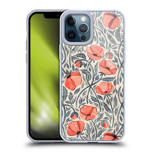Micklyn Le Feuvre Flora And Fauna Peachy Coral Scattered Poppies Soft Gel Case for Apple iPhone 12 Pro Max