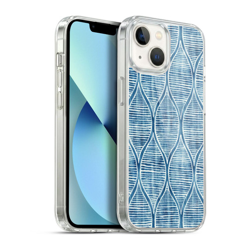 Micklyn Le Feuvre Flora And Fauna Hand Painted Blue White Pattern Soft Gel Case for Apple iPhone 13