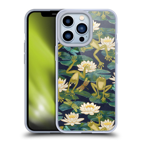 Micklyn Le Feuvre Flora And Fauna Frogs and Lilies Soft Gel Case for Apple iPhone 13 Pro