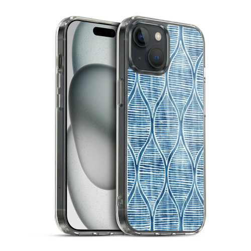 Micklyn Le Feuvre Flora And Fauna Hand Painted Blue White Pattern Soft Gel Case for Apple iPhone 15 & MagSafe
