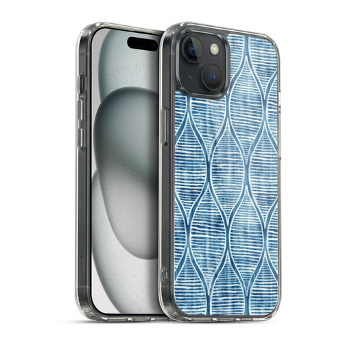 Micklyn Le Feuvre Flora And Fauna Hand Painted Blue White Pattern Soft Gel Case for Apple iPhone 15 Plus & MagSafe