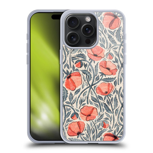 Micklyn Le Feuvre Flora And Fauna Peachy Coral Scattered Poppies Soft Gel Case for Apple iPhone 15 Pro Max