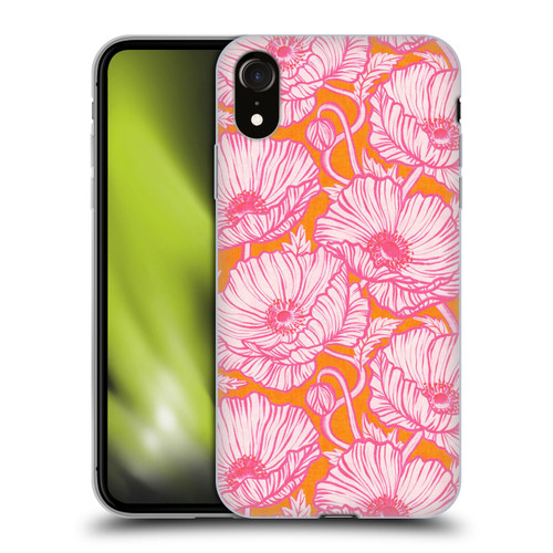 Micklyn Le Feuvre Flora And Fauna Hot Pink Orange Poppy Floral Soft Gel Case for Apple iPhone XR