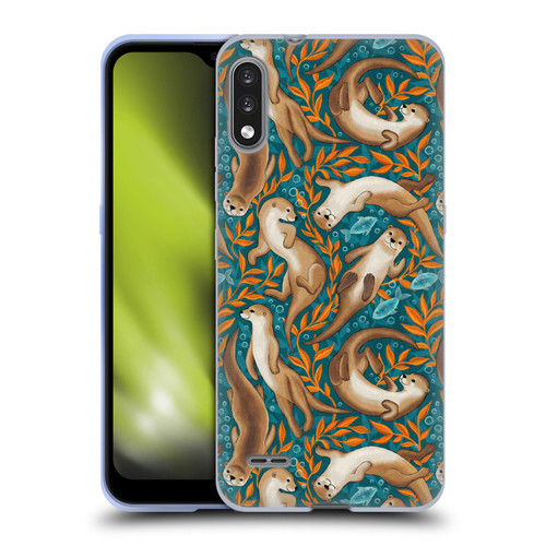 Micklyn Le Feuvre Flora And Fauna Swimming Otters in Teal Orange Soft Gel Case for LG K22