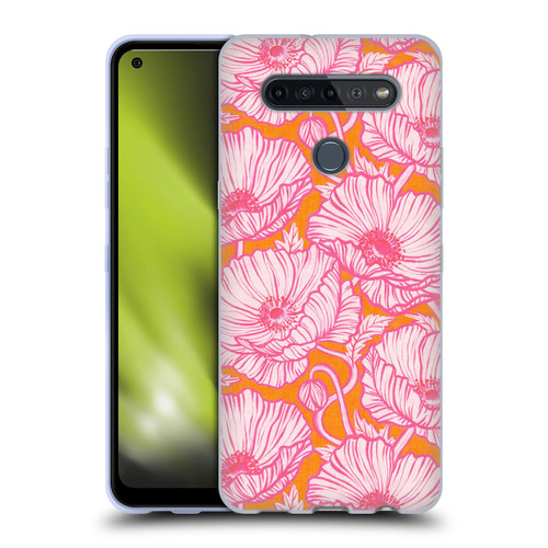 Micklyn Le Feuvre Flora And Fauna Hot Pink Orange Poppy Floral Soft Gel Case for LG K51S