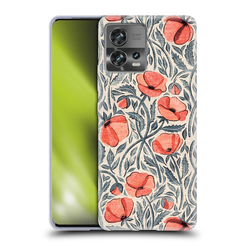 Micklyn Le Feuvre Flora And Fauna Peachy Coral Scattered Poppies Soft Gel Case for Motorola Moto Edge 30 Fusion