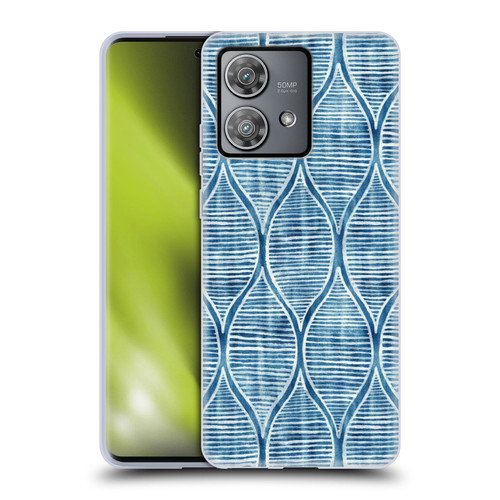 Micklyn Le Feuvre Flora And Fauna Hand Painted Blue White Pattern Soft Gel Case for Motorola Edge 40 Neo 5G