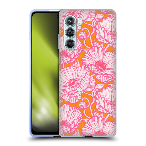 Micklyn Le Feuvre Flora And Fauna Hot Pink Orange Poppy Floral Soft Gel Case for Motorola Edge S30 / Moto G200 5G