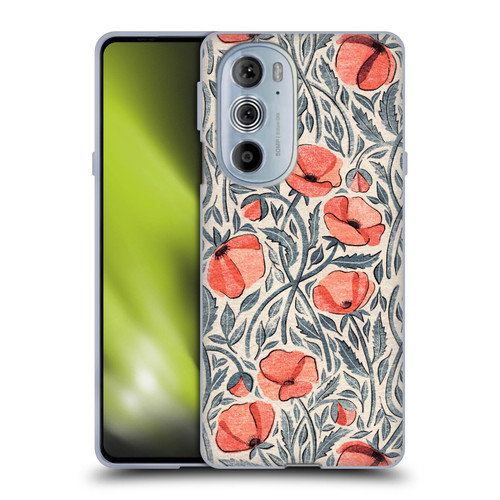 Micklyn Le Feuvre Flora And Fauna Peachy Coral Scattered Poppies Soft Gel Case for Motorola Edge X30