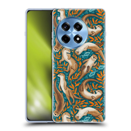 Micklyn Le Feuvre Flora And Fauna Swimming Otters in Teal Orange Soft Gel Case for OnePlus 12R