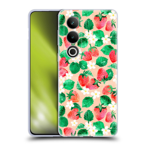 Micklyn Le Feuvre Flora And Fauna Strawberry Watercolor in Peach Soft Gel Case for OPPO OnePlus Ace 3V 5G