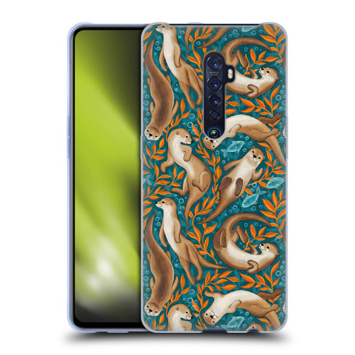 Micklyn Le Feuvre Flora And Fauna Swimming Otters in Teal Orange Soft Gel Case for OPPO Reno 2