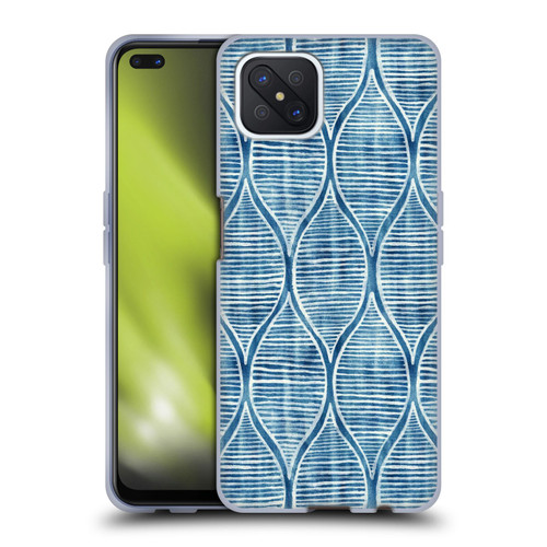 Micklyn Le Feuvre Flora And Fauna Hand Painted Blue White Pattern Soft Gel Case for OPPO Reno4 Z 5G