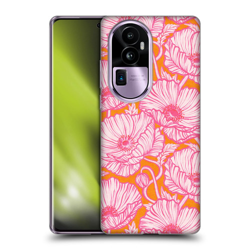 Micklyn Le Feuvre Flora And Fauna Hot Pink Orange Poppy Floral Soft Gel Case for OPPO Reno10 Pro+