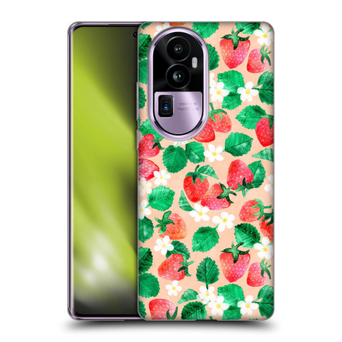 Micklyn Le Feuvre Flora And Fauna Strawberry Watercolor in Peach Soft Gel Case for OPPO Reno10 Pro+