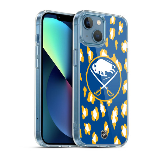 NHL Buffalo Sabres Leopard Pattern Soft Gel Case for Apple iPhone 13 Mini