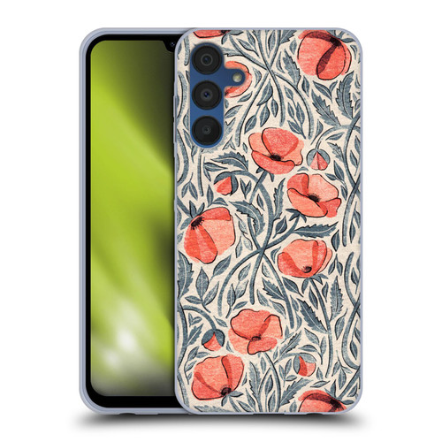 Micklyn Le Feuvre Flora And Fauna Peachy Coral Scattered Poppies Soft Gel Case for Samsung Galaxy A15