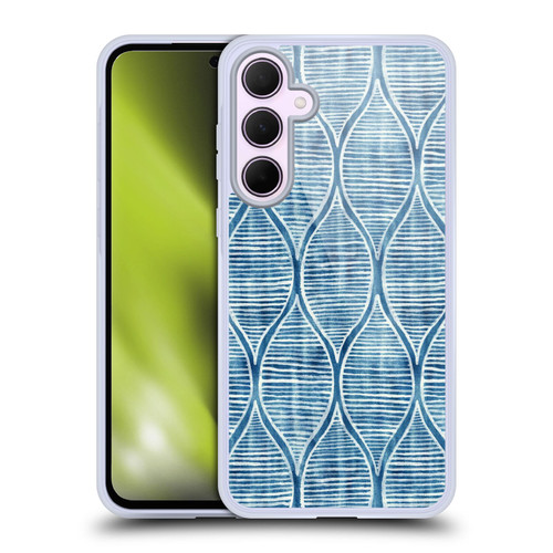 Micklyn Le Feuvre Flora And Fauna Hand Painted Blue White Pattern Soft Gel Case for Samsung Galaxy A35 5G