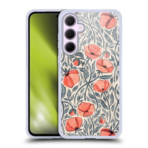 Micklyn Le Feuvre Flora And Fauna Peachy Coral Scattered Poppies Soft Gel Case for Samsung Galaxy A35 5G