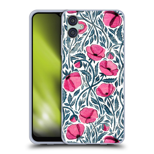 Micklyn Le Feuvre Flora And Fauna Hot Pink Block Print Poppies Soft Gel Case for Samsung Galaxy M04 5G / A04e
