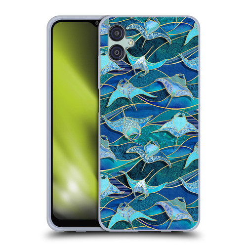 Micklyn Le Feuvre Flora And Fauna Patchwork Manta Rays in Blue Soft Gel Case for Samsung Galaxy M04 5G / A04e