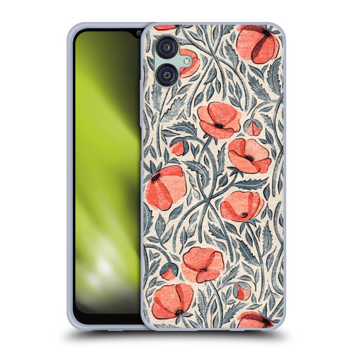 Micklyn Le Feuvre Flora And Fauna Peachy Coral Scattered Poppies Soft Gel Case for Samsung Galaxy M04 5G / A04e
