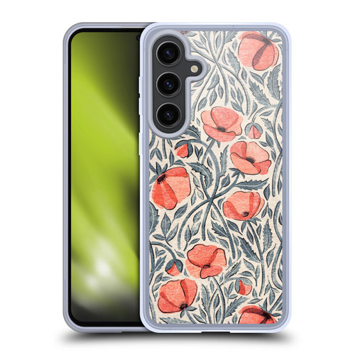 Micklyn Le Feuvre Flora And Fauna Peachy Coral Scattered Poppies Soft Gel Case for Samsung Galaxy S24+ 5G