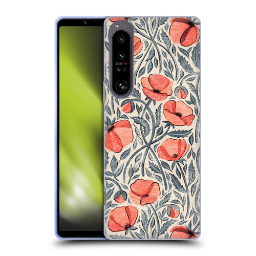 Micklyn Le Feuvre Flora And Fauna Peachy Coral Scattered Poppies Soft Gel Case for Sony Xperia 1 IV
