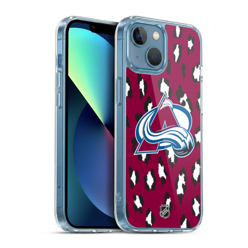NHL Colorado Avalanche Leopard Pattern Soft Gel Case for Apple iPhone 13 Mini & MagSafe
