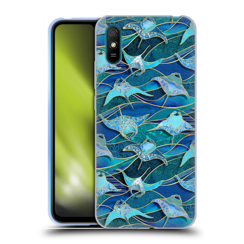 Micklyn Le Feuvre Flora And Fauna Patchwork Manta Rays in Blue Soft Gel Case for Xiaomi Redmi 9A / Redmi 9AT