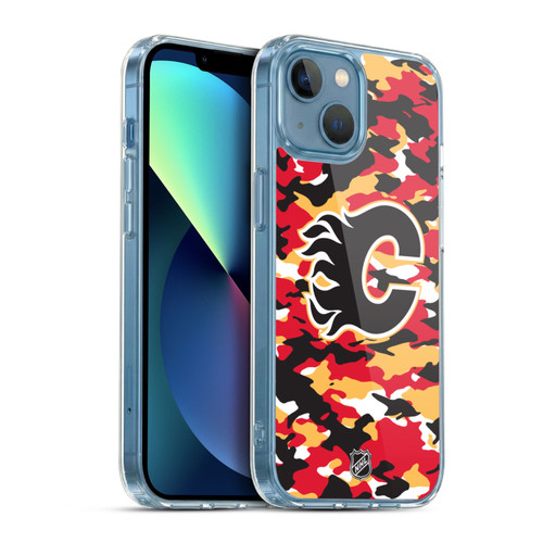 NHL Calgary Flames Camouflage Soft Gel Case for Apple iPhone 13 Mini & MagSafe