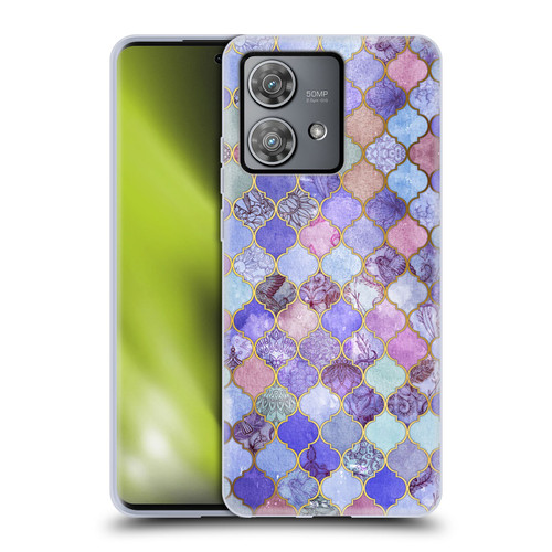 Micklyn Le Feuvre Moroccan Decorative Purple Soft Gel Case for Motorola Edge 40 Neo 5G