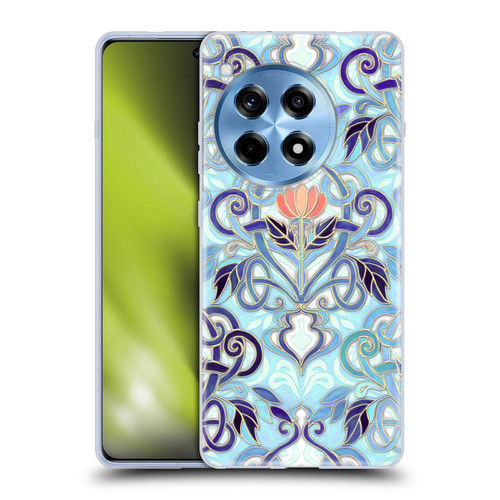 Micklyn Le Feuvre Patterns 2 Indigo Blue Art Nouveau With Peach Flowers Soft Gel Case for OPPO OnePlus Ace 3 5G