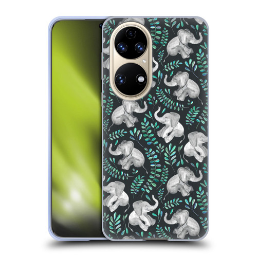Micklyn Le Feuvre Wildlife Little Laughing Elephants In Turquoise And Grey Soft Gel Case for Huawei P50