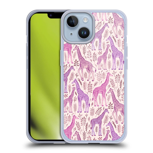 Micklyn Le Feuvre Wildlife Pink Giraffes Soft Gel Case for Apple iPhone 14