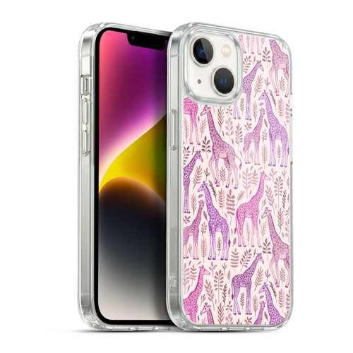 Micklyn Le Feuvre Wildlife Pink Giraffes Soft Gel Case for Apple iPhone 14